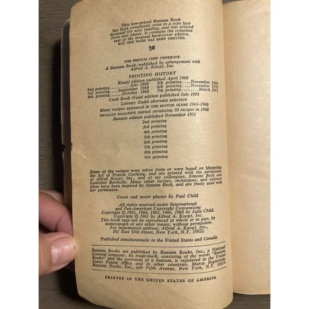 Vintage 1971 Julia Child The French Chef Cookbook Bantam Paperback Recipes
